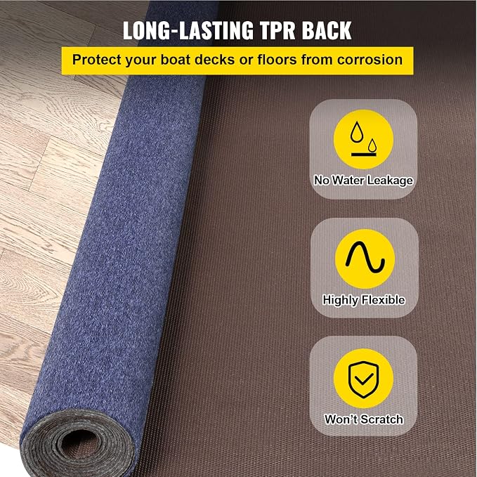 Happybuy 6 ft x 13 ft Deep Blue Marine Carpet for Boats Waterproof - 0.18" Thick Indoor Outdoor Rug Carpet Roll for Home Patio Porch Deck