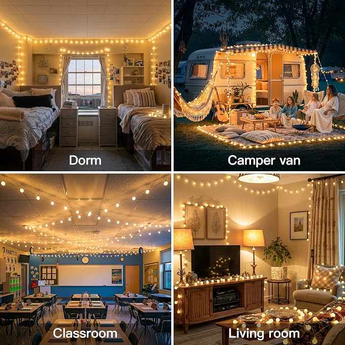 suddus 109ft Connectable Globe String Lights Plug in Remote Warm White | 300 Led Hanging Fairy Lights With Timer,String Lights for Bedroom for Bedroom, Dorm, Classroom,Indoor,Outdoor Decor