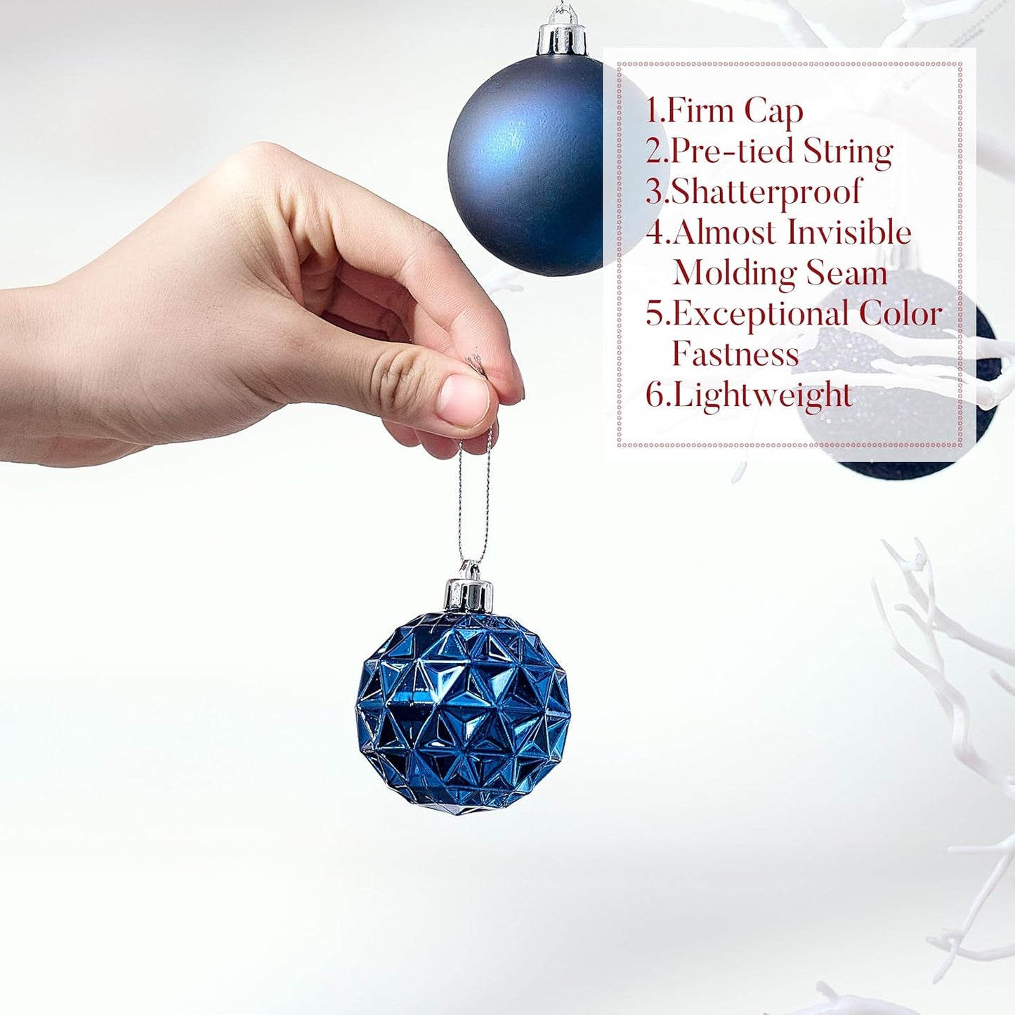Valery Madelyn Christmas Tree Decorations Ornament Set for Fall Halloween, 50ct 2 Inches Navy Blue Shatterproof Christmas Ball Ornaments Hanging Xmas Holiday Party Decor