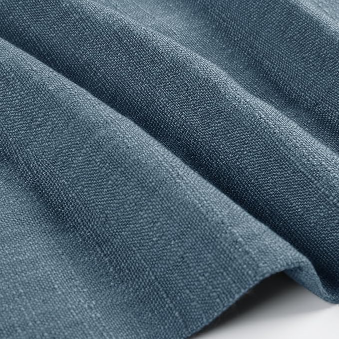TWOPAGES 26" W x 18" L Linen Blend Cafe Curtains for Kitchen Window, Light Filtering Pinch Pleated Tier Curtains, Modern Farmhouse Half Window Curtains for Small Window, Aegean Blue, 2 Panels