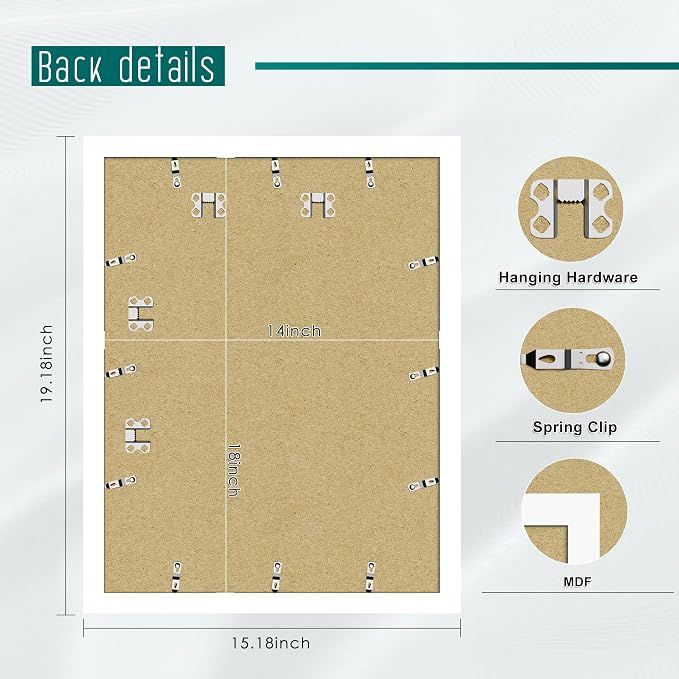 Picrit 14x18 Picture Frame 3 Pack, White Poster Frame, Display Poster 12 x 16 with Mat or 14 x 18 without Mat for Horizontal or Vertical Wall Mounting
