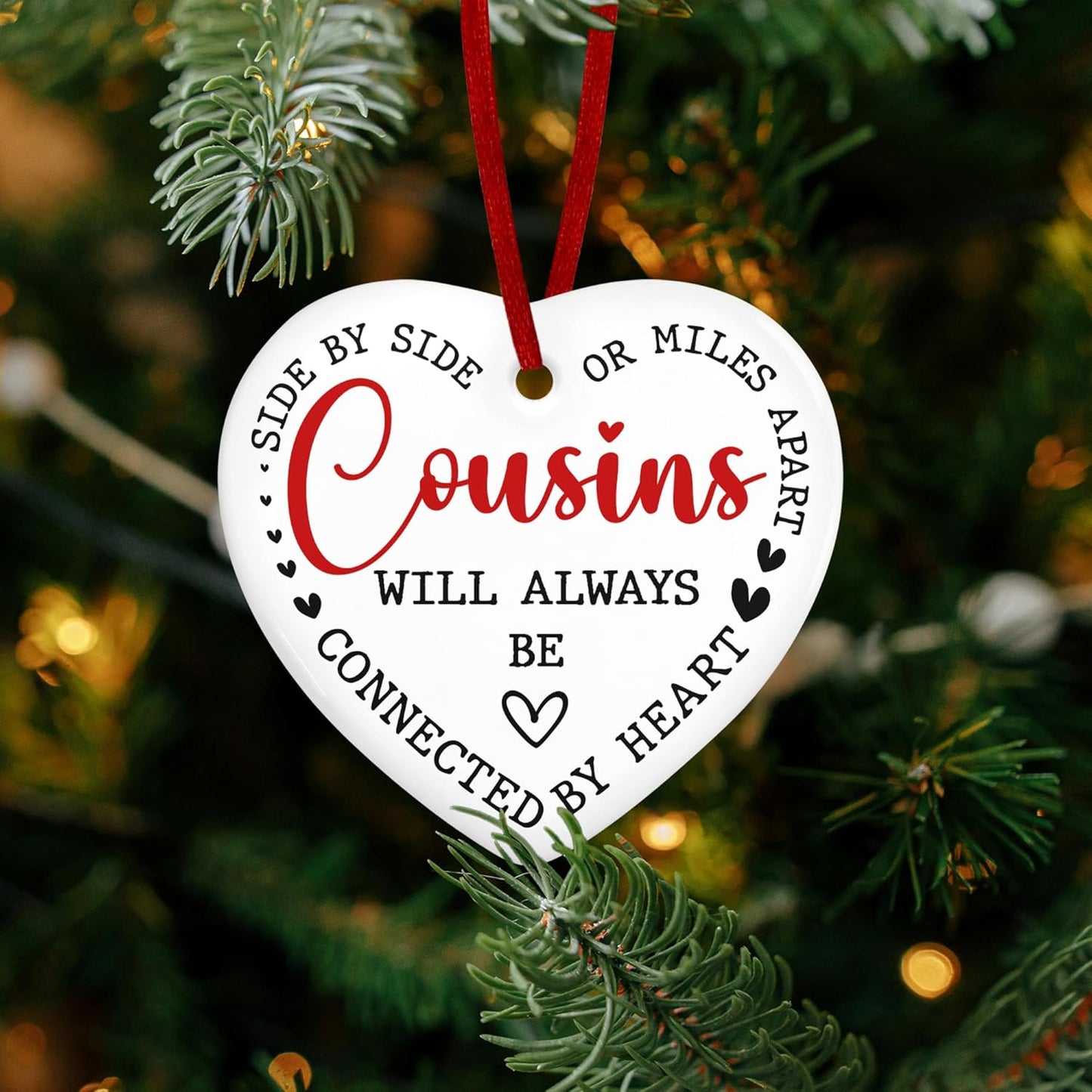 OASSIE Best Cousin Gifts for Women Men - Ceramic Christmas Ornaments 2025 for Tree Decorations - Birthday Long Distance Cousins Gifts for Cousins Female, Cousin Gift Ideas for Christmas Decorations