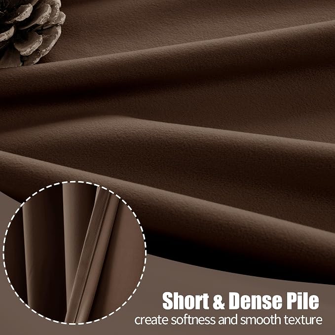 YoungsTex Brown Velvet Curtains 84 Inch Length for Living Room, Chocolate Blackout Drapes with Grommet Privacy for Dining Bedroom Room Darkening, 2 Panels, 52 X 84 Inch