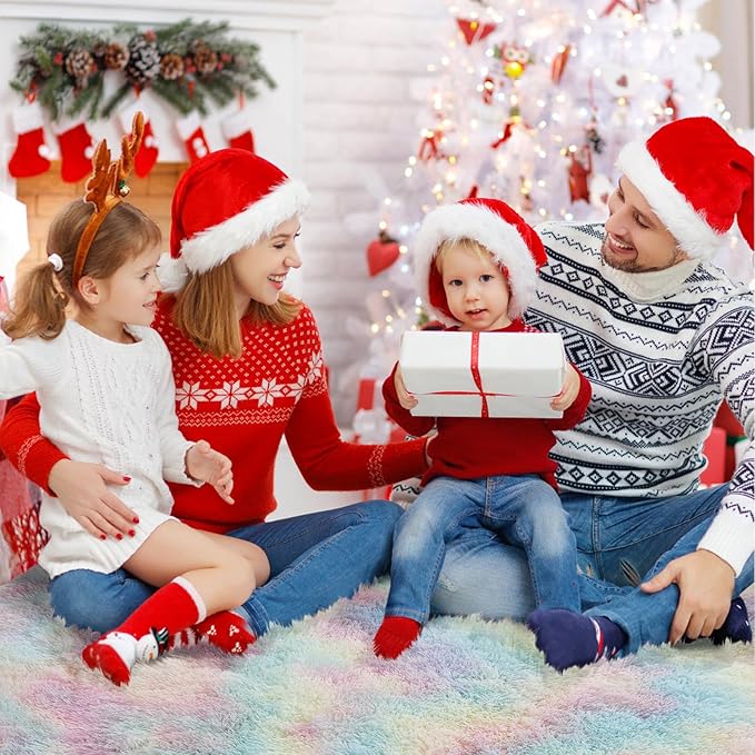yulidayang Rainbow Fluffy Round Area Rugs for Bedroom,4'X4'Shag Circle Area Rugs for Girls Room,Non Slip Fuzzy Plush Rug for Kids Room Living Room and Dorm Home Decor Rug