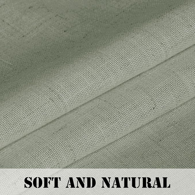H.VERSAILTEX Linen Curtains Elegant Natural Linen Semi Sheer Curtains Energy Light Filtering Rod Pocket Window Treatments Panels for Living Room (Set of 2, Sea Grass, 52 inch W X 72 inch L)