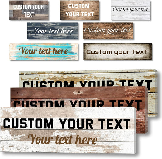 LZIMU Custom Text Signs Wall Decor Personalized Canvas Quote Family Sign Wall Art Wood Background Rustic Farmhouse Decor Framed (6"x18")