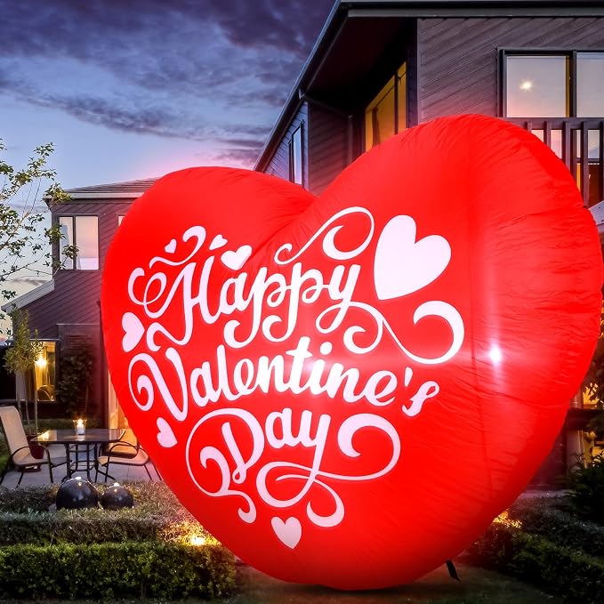 VIHOSE Valentines Day Inflatable Heart Decoration with LED Lights – 4 FT Love Heart Blow Up Yard Decor Happy Valentines Day Outdoor Lawn Porch Wedding Romantic Events