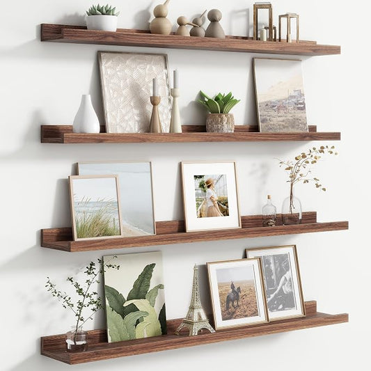 FLYJOE Floating Picture Ledge Shelves for Wall Set of 4, 36 Inch Wall Shelves with Lip Long Large Nursery Book Shelf for Toys Storage Kids Bookshelf Wall Mounted Living Room Bedroom Decor Frames