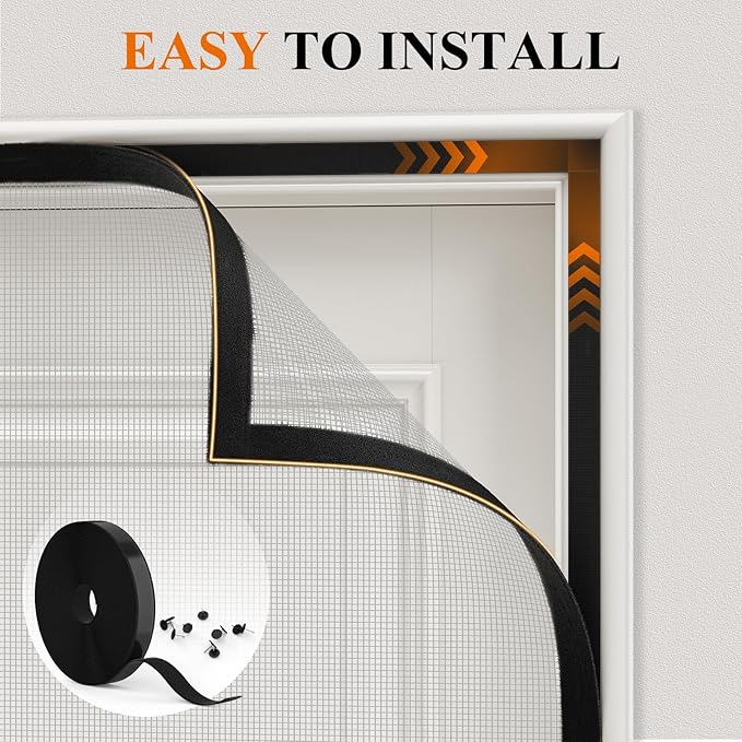 MAGZO Magnetic Screen Door, Fits 36'' x 80'' Door(Mesh Size 38'' x 81''), Left Right Side Opening, Scratch-Proof Polyester, Pet Friendly, Easy Install, Self Sealing, Keep Annoying Creatures Out, Grey