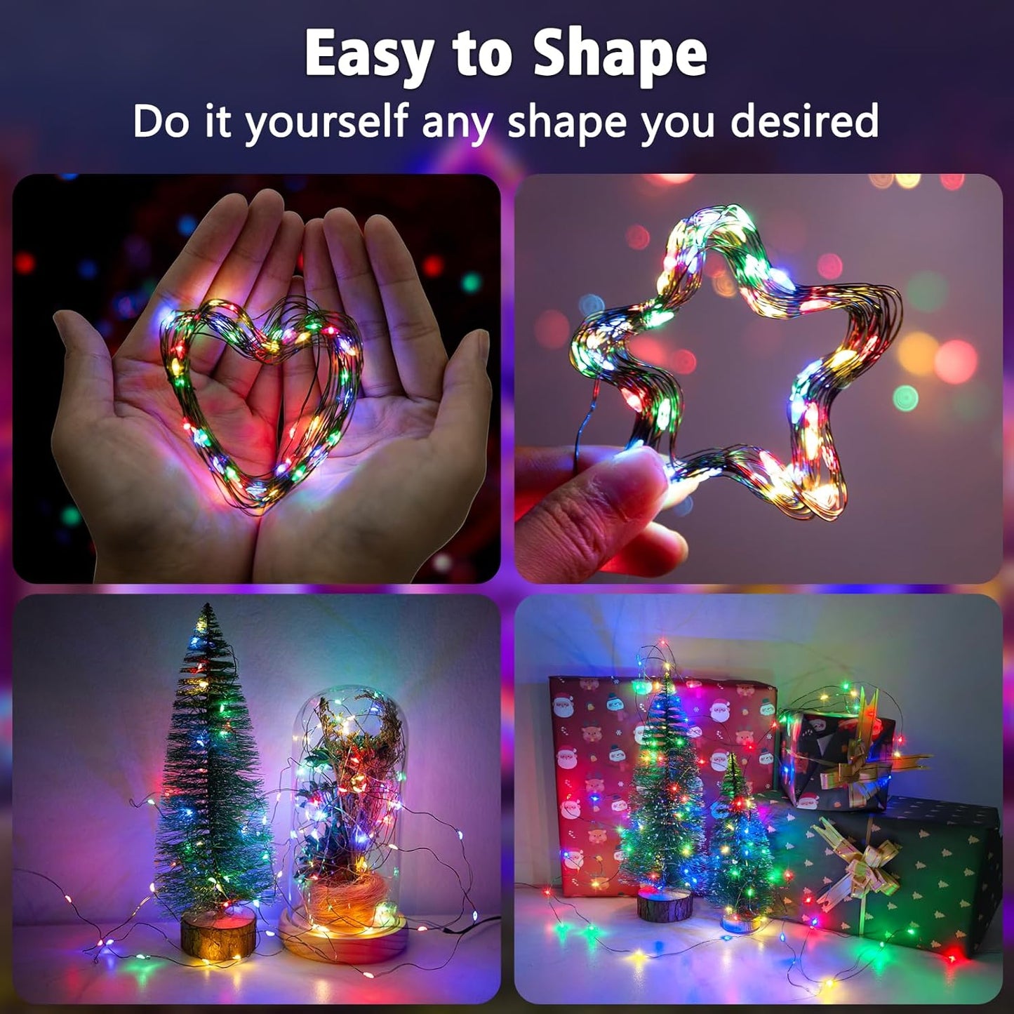 2 Pack Christmas Fairy Lights Battery Operated, 16.4FT 50 LED Dark Green Wire Micro Starry Twinkle Light with Auto Timer Waterproof, Indoor String Lights for Indoor Outdoor Yard Decor (Multicolor)