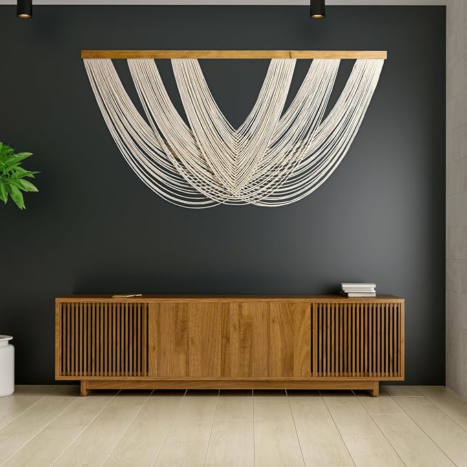 Knots & Beyond Extra Large Macrame Wall Hanging 59" x 33" – Premium Boho Tapestry for Above Bed or Couch, Handmade Yarn Wall Art, Modern Boho Wall Decor for Office, Bedroom, or Living Room, Neutral Fiber Textile Accent