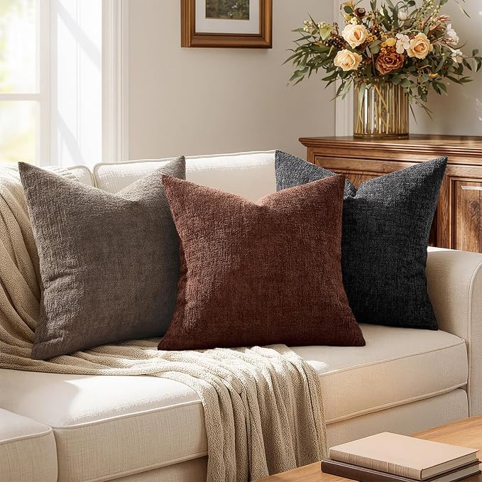 MIULEE Decorative Throw Pillow Covers 24x24 Pack of 2 Terracotta Couch Pillow Covers Fall Soft Cozy Textured Chenille Pillowcases for Home Decor Sofa Living Room Cushion Bedroom