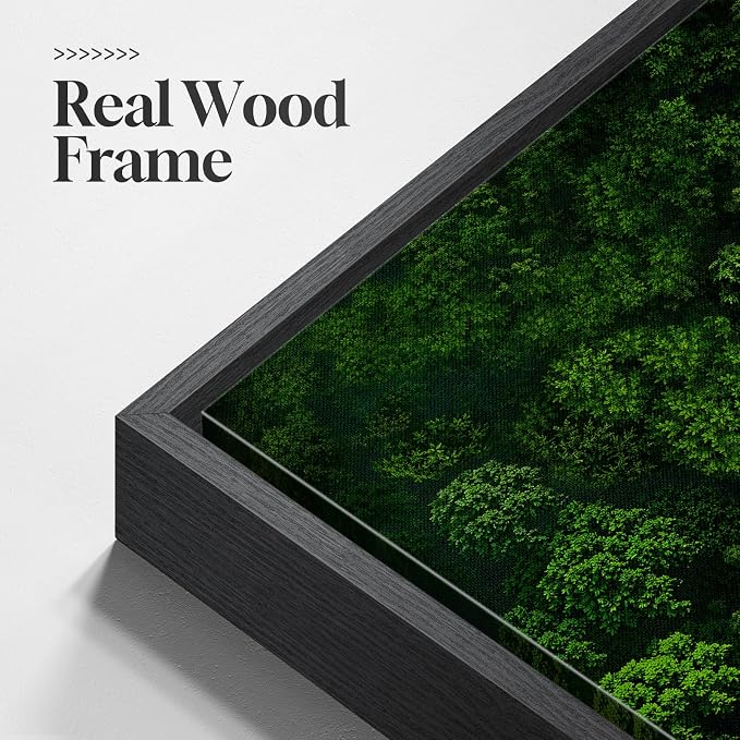 Large Framed Green Forest Wall Art for Living Room, Long Narrow Modern Landscape Canvas Prints Paintings for Walls, Horizontal Nature Panoramic Pictures Wall Decor for Bedroom Dinning Room, 20x60 In