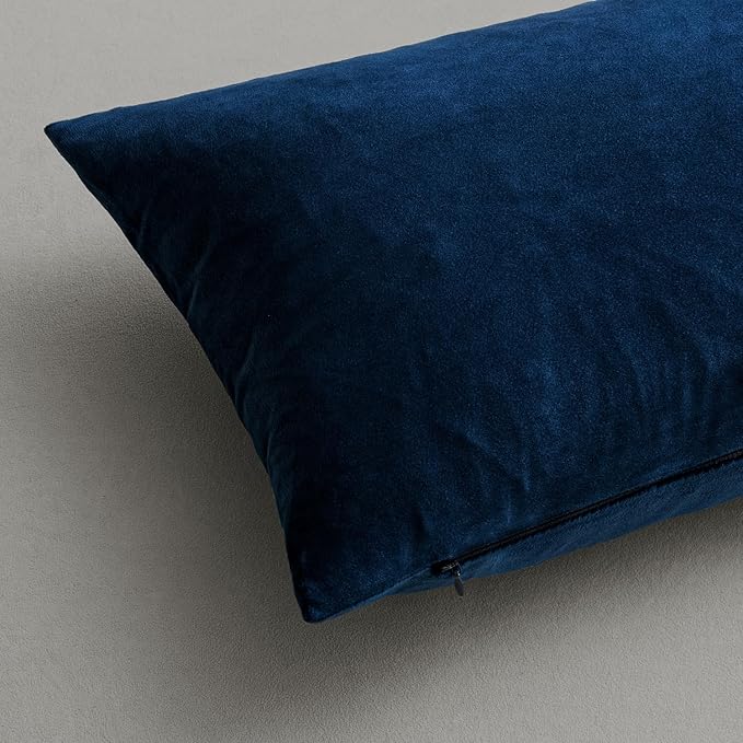 MIULEE Pack of 2 Velvet Pillow Covers Decorative Square Pillowcase Soft Solid Cushion Case for Spring Sofa Bedroom Car 26x26 Inch Dark Blue