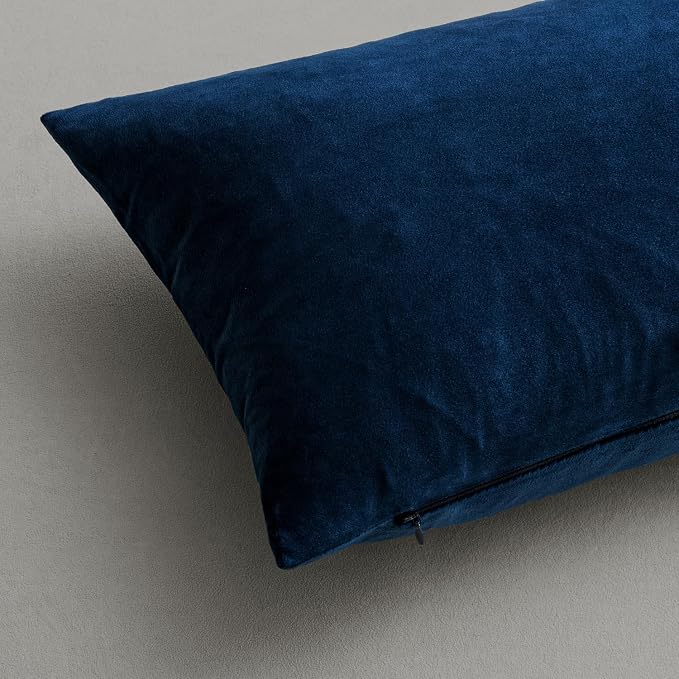 MIULEE Velvet Throw Pillow Covers 12x12 Inch, Pack of 2 - Dark Blue, Soft Solid Small Decorative Pillow Covers Modern Luxury Home Decor for Couch Chair Sofa Bedroom Livingroom Car
