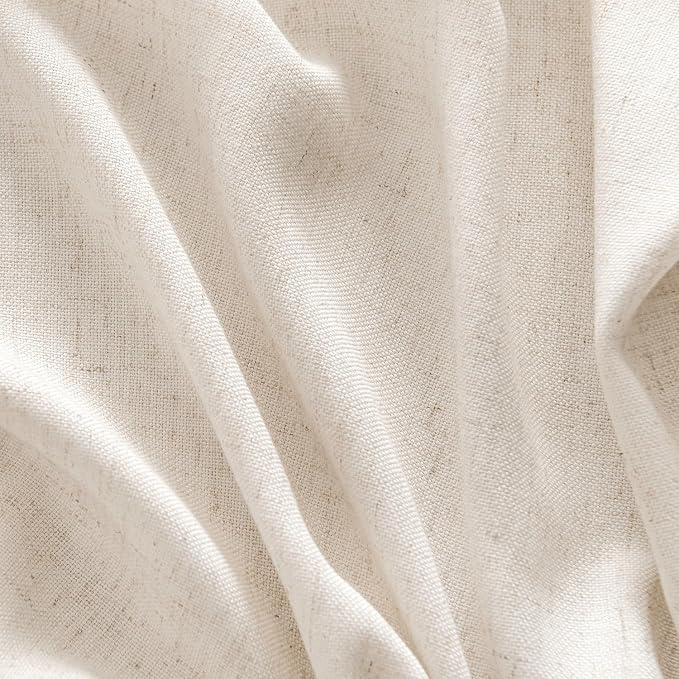 MIULEE Non-See-Through Privacy Linen Curtains 2 Panels, Light Filtering Window Curtains Farn House Textured Back Tab Semi Sheer Drapes for Bedroom Living Room, 52 x 108 Inches Long, Cream