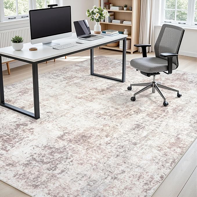 Area Rugs 8x10 Living Room: Large Soft Washable Rug Modern Abstract Anti-Skid Non-Shedding Carpet Indoor Floor Thin Carpets for Bedroom Dining Room Farmhouse Nursery Home Office Beige Grey