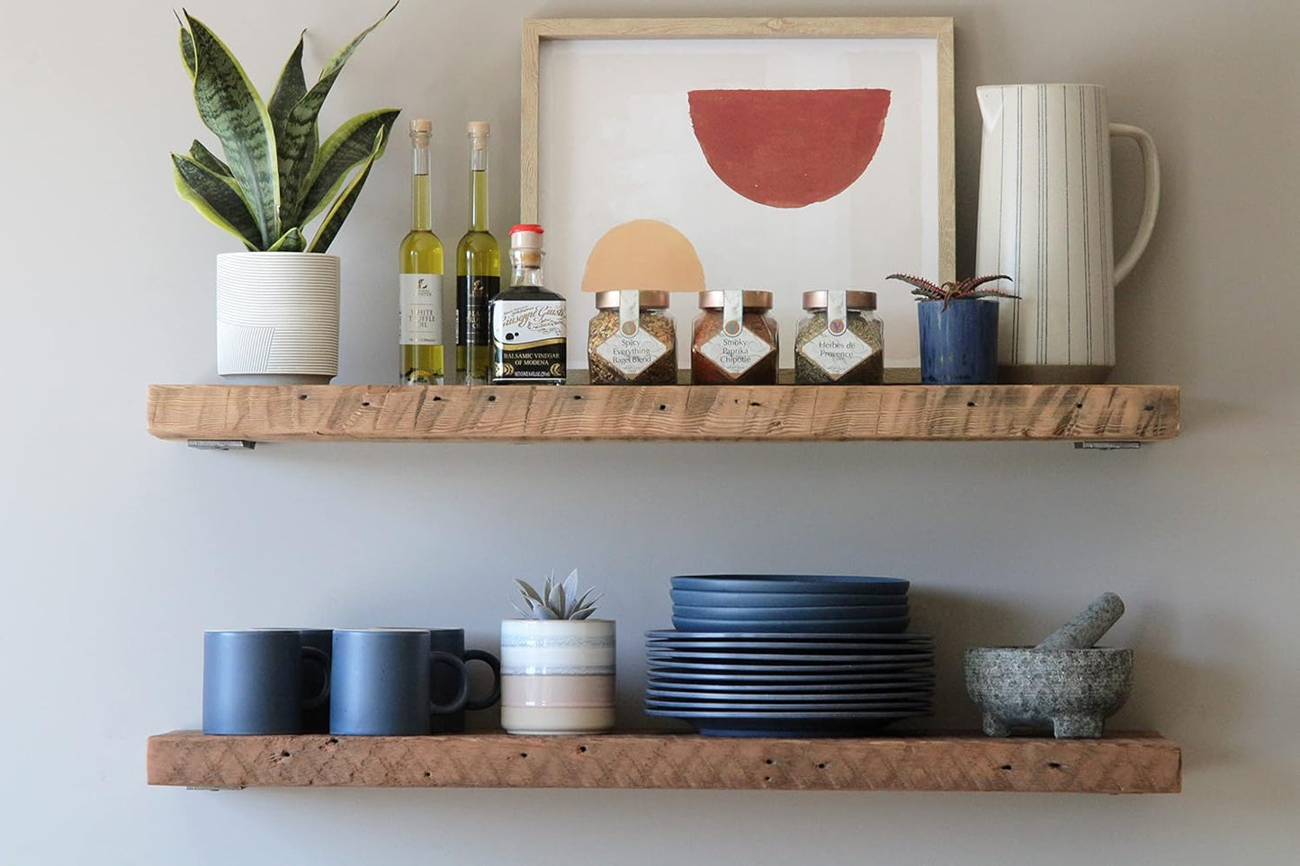 Urban Legacy Deep Floating Shelves | Reclaimed Barn Plank Deep Floating Shelves with Low Profile Brackets | High Weight Capacity (36" x 11" x 2")