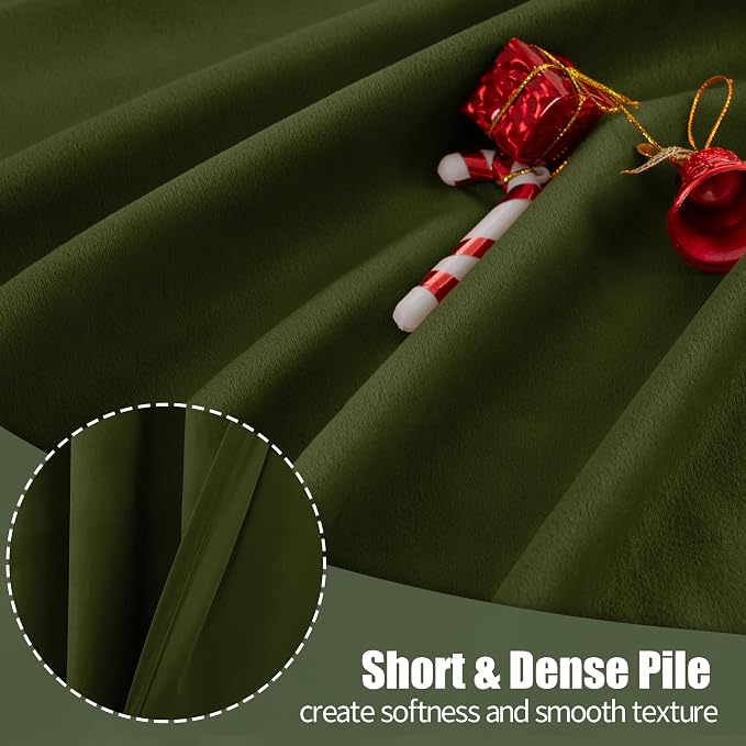 YoungsTex Curtains 90 Inch Length 2 Panels Set for Living Room, Olive Green Velvet Drapes with Grommet Privacy for Dining Bedroom, 52 X 90 Inch
