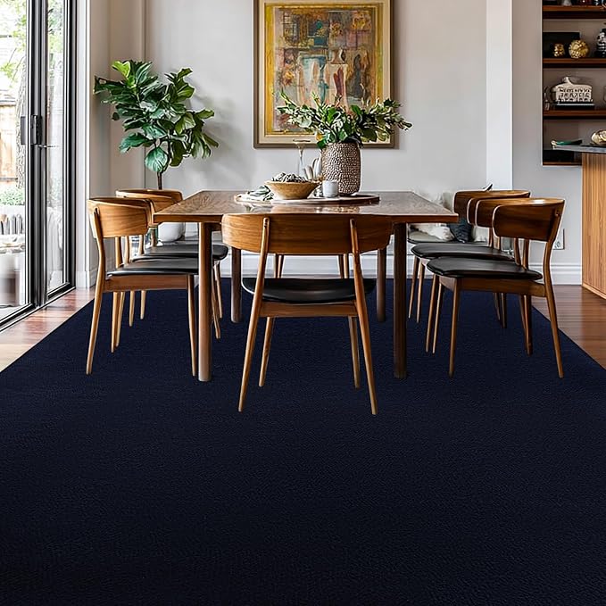 qulint Large Area Rug for Living Room 6x9, Navy Blue Washable Rug for Bedroom Soft Thickened Memory-Foam Indoor Modern Rug, Minimalist Non Slip Carpet for Boys Girls Kid Room Dorm Home Decor