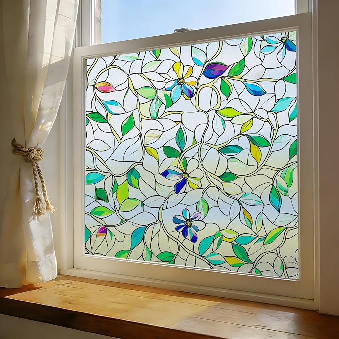 Window Film, Frosted Privacy, One Way Tint, UV Block, Heat Insulation, Anti-Glare, Static Cling, Renter Friendly for Home Bathroom Door