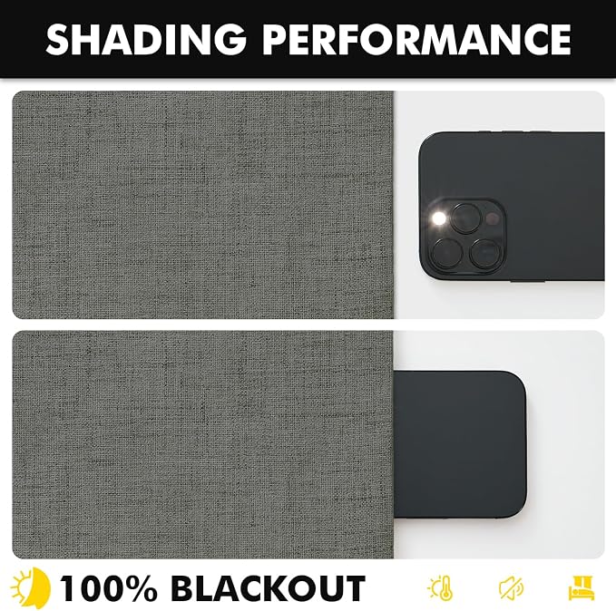 MIULEE 100% Blackout Linen Curtains for Bedroom, Dark Grey Solid Luxury Decor Thermal Insulation Room Darkening Drapes for Living Room Back Tab Rod Pocket 42 x 96 Inches, 2 Panels