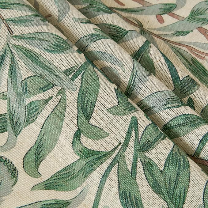 RoomTalks Green Floral Window Curtains 84 Inches Length 2 Panels, Boho Country Vintage Cute Botanical Vine Leaf Faux Linen Curtain Panels for Bedroom Dining Living Room Dorm Summer Aesthetic Decor