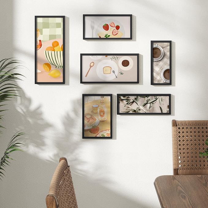FLYJOE 7x12 Metal Picture Frame - Black Aluminum Picture Frames with Real Glass, Wall Mounting Horizontally or Vertically, Simple and Elegant Decor for Wall Gallery Poster Photo 12x7 Frame, Black