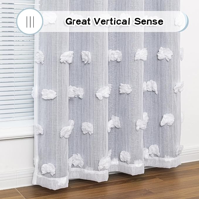MYSKY HOME Kids Curtains for Boys Bedroom Room Darkening Grommet Double Layer Blackout Curtains 2 Panels for Son Room Decor 63 Inches Long White Pom Pom Sheer 2 Layers Dusty Blue 52 x 63 Inch