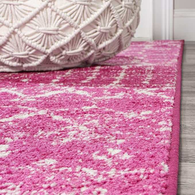 JONATHAN Y Boho Vintage Diamond Fuchsia/Ivory Indoor Area Rug 4X6 ft, Moroccan Hype for Living Room, Bedroom, Kitchen, Office, Easy-Cleaning, High Traffic, Pet-Friendly, Non-Shedding (MOH101G-4)