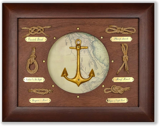 SAILINGSTORY Nautical Wall Decor Knot Board Frame Maritime Decor Coastal Anchor Decor