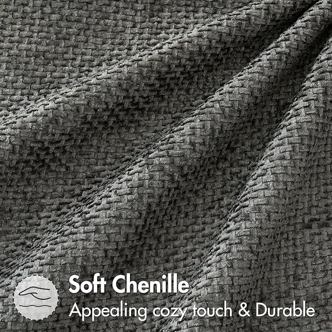 MIULEE Pack of 2 Couch Throw Pillow Covers 16x16 Inch Dark Gray Modern Boho Accent Decorative Pillow Covers Soft Chenille Farmhouse Cushion Covers for Home Decor Bed Sofa Living Room