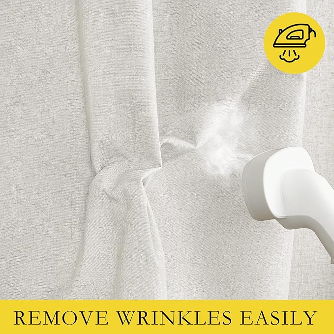 NICETOWN 100% Blackout Linen Texture Curtains 70 inches Long, Ivory, 2 Pcs, Thermal Insulated Full Blackout 2-Layer Lined Drapes, Energy Efficiency Window Draperies for Boy's Room
