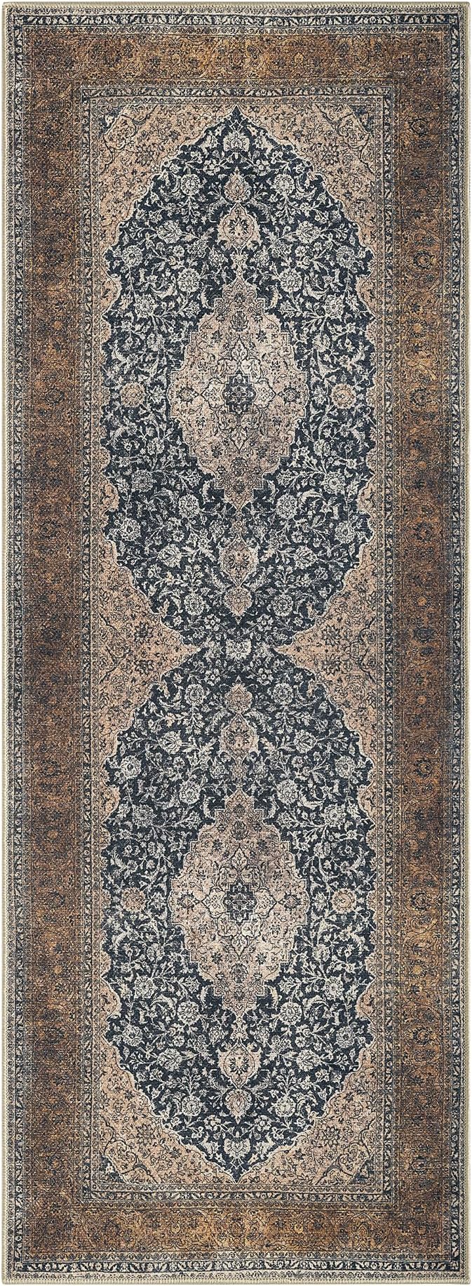 Keen Home Design 30"x120" Rug - Machine Washable Runner Rug with Non-Slip Backing, Ideal for Hallway, Entryway, Kitchen, Laundry Room - Vintage, Easy Clean, Durable, Low Pile - (2'6" x 10')