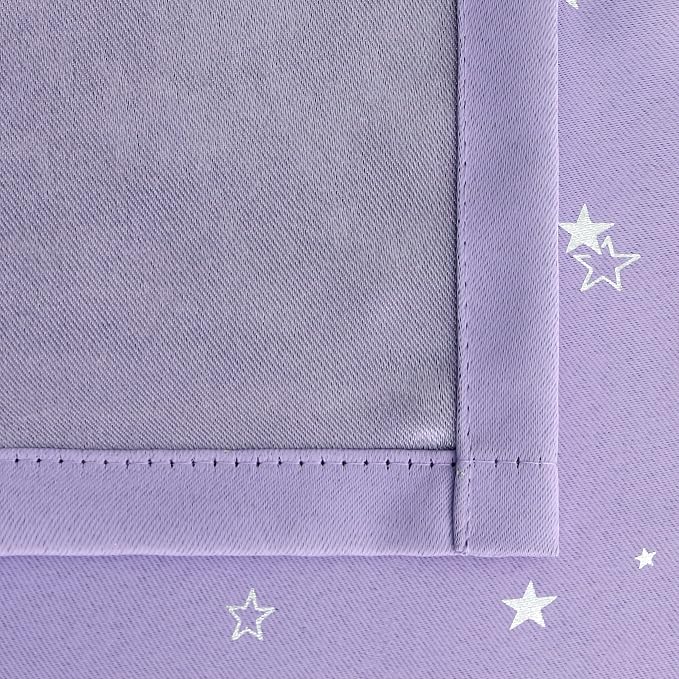 BGment Kids Room Curtains for Bedroom - Grommet Thermal Insulated Silver Star Print Room Darkening Curtains for Living Room, Set of 2 Panels, Lavander, 42 x 84 Inch