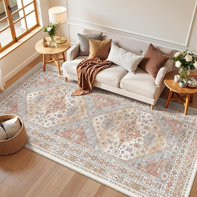 zesthome 4x10 Runner Rug, Washable Hallway Runner Rug with Non-Slip Backing, Low Pile Wide Runner for Living Room, Entryway, Kitchen, Soft Modern Home Decor Mat for Dining Room(Orange,4'x10')