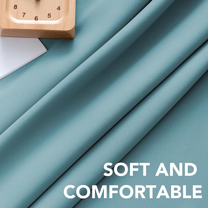 H.VERSAILTEX Blackout Curtains Thermal Insulated Window Treatment Panels Room Darkening Blackout Drapes for Living Room Back Tab/Rod Pocket Bedroom Draperies, 52 x 72 Inch, Aqua, 2 Panels