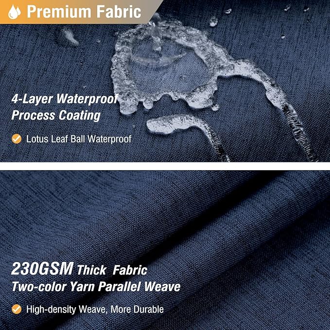 BTTN Extra Wide Shower Curtain - 108x72 Inch Linen Textured Waterproof Fabric Shower Curtain Set with 18 Plastic Hooks, Large Modern Neutral Decorative Shower Curtains for Bathroom and Bathtub - Navy