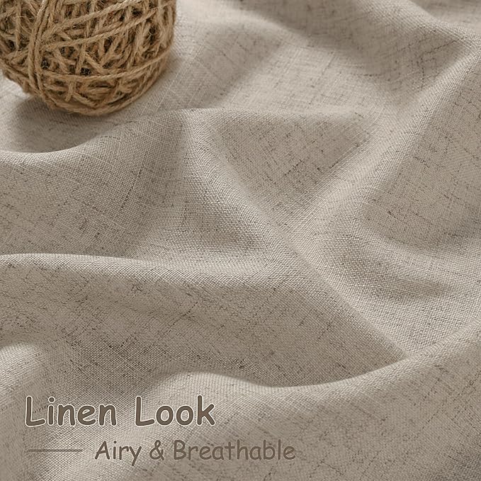 Nanspring Cobblestone Linen Curtains for Living Room 105 Inches Long Light Filtering Semi Sheer Curtain Back Tab Modern Farmhouse Decor Elegant Drapes for Bedroom Dinner Room 52x105, 2 Panels
