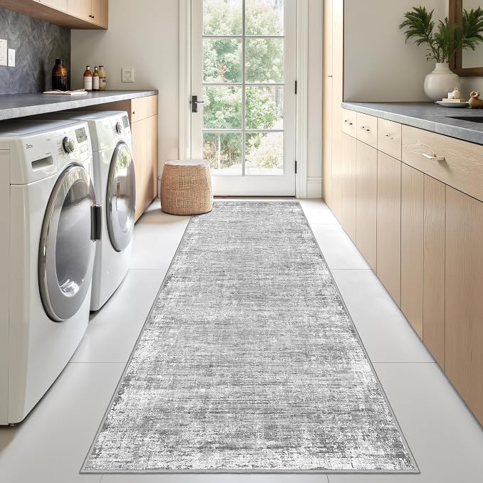 zesthome Long Hallway Runner Rugs - Washable Rug 2x10, Stain Resistant Soft Kitchen Runner, Anti Slip Backing Abstract Runner Rugs for Entrance, Bedroom, Living Room, Laundry, Stair