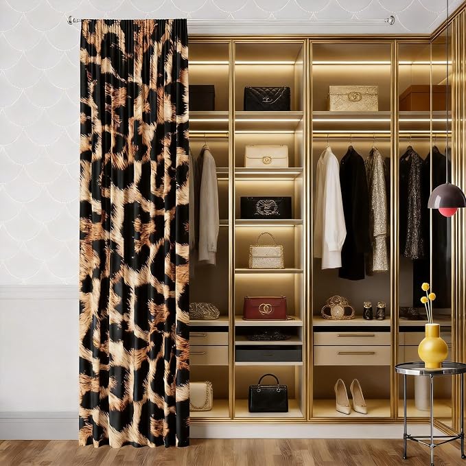 IFFVGX05 Cheetah Print Blackout Curtains 52WX84H Rod Pocket Leopard Curtains for Bedroom Living Room Wild Animals Room Darkening 2 Panels Party Backdrop Decorations