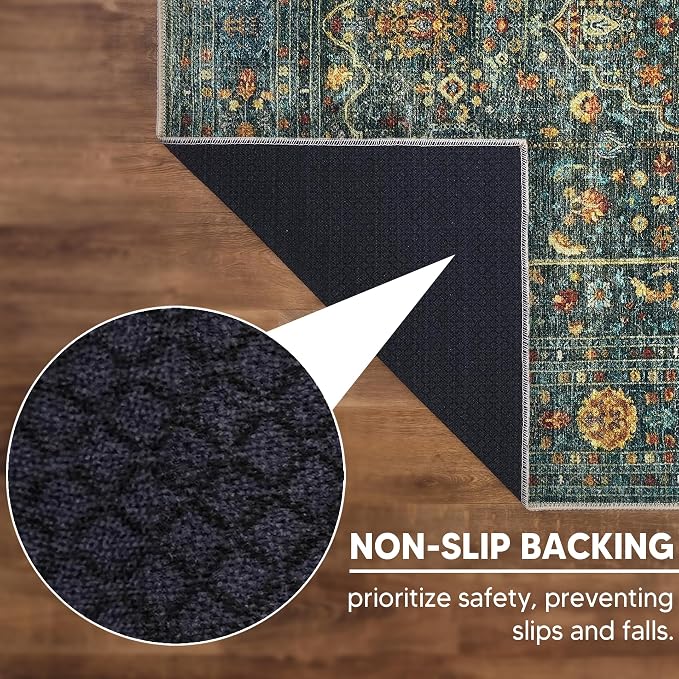Keen Home Design 30"x144" Rug - Machine Washable Runner Rug with Non-Slip Backing, Ideal for Hallway, Entryway, Kitchen, Laundry Room - Vintage, Easy Clean, Durable, Low Pile - (2'6" x 12')