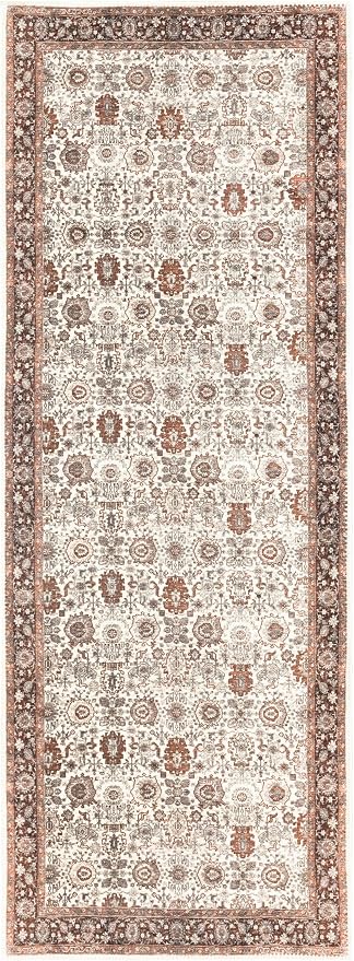 Keen Home Design 30"x120" Rug - Machine Washable Runner Rug with Non-Slip Backing, Ideal for Hallway, Entryway, Kitchen, Laundry Room - Vintage, Easy Clean, Durable, Low Pile - (2'6" x 10')