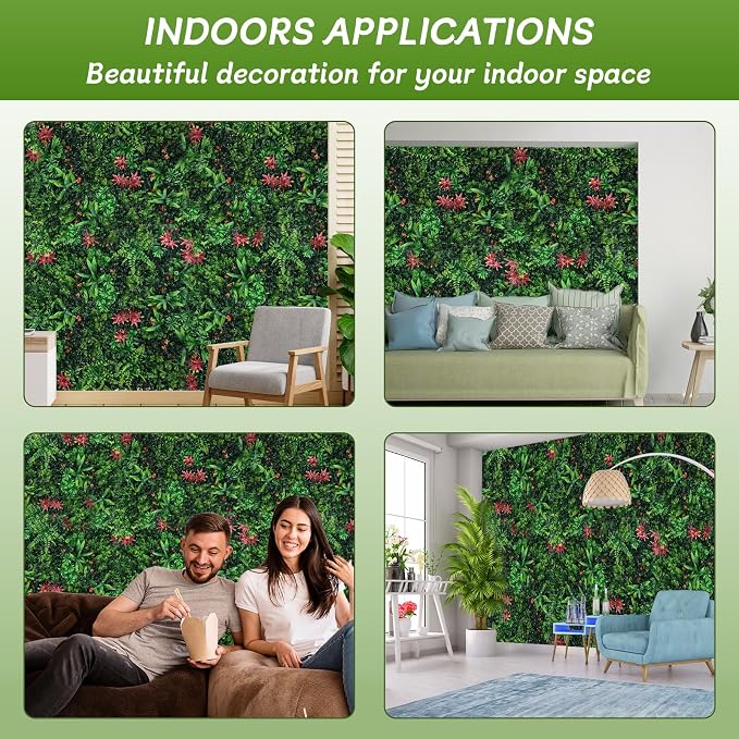 Grass Wall Panels 16 Pack 20"x20", Artificial Hedge Greenery Wall Backdrop, Plant Wall, UV Protected Privacy Fence Screen, Green Wall Decor for Outdoor Indoor Wedding Décor