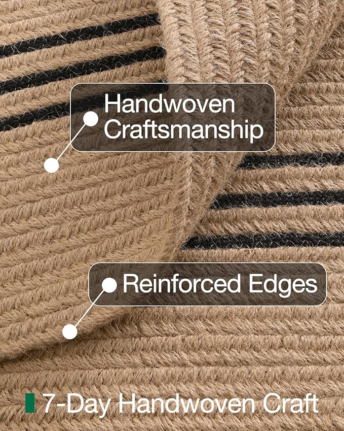 LUMI 3x7 Jute Runner Rug Non Slip for Hallway, Natural Rustic Carpet No Shedding, Farmhouse Braided Area Mat Indoor High Traffic for Living Room, Entryway, Kitchen, Laundry