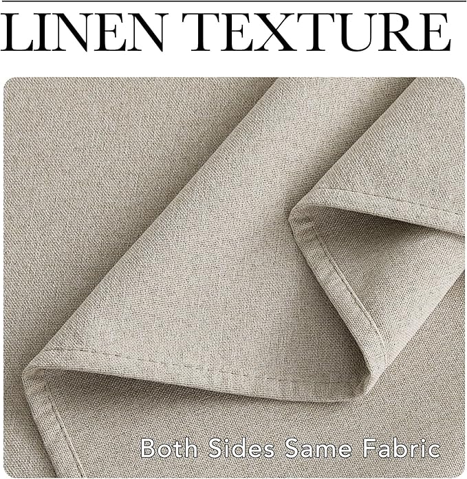NICETOWN 100% Blackout Linen Curtains 96 inches Long, Crisp Faux Linen Curtains for Living Room, Bedroom, 2 Panels, 52" Wide, Farmhouse Style Thermal Insulated & Privacy Protection Draperies, Natural
