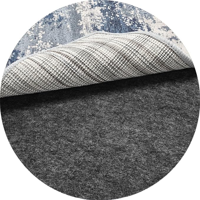 Merelax 4ft Round Non Slip Rug Pad Gripper Cushioned Carpet Pads for Hardwood Floors, Thick Felt Liner with Silicone Backing, Under Area Rugs Anti Skid Mat Keep Rugs in Place and Safe
