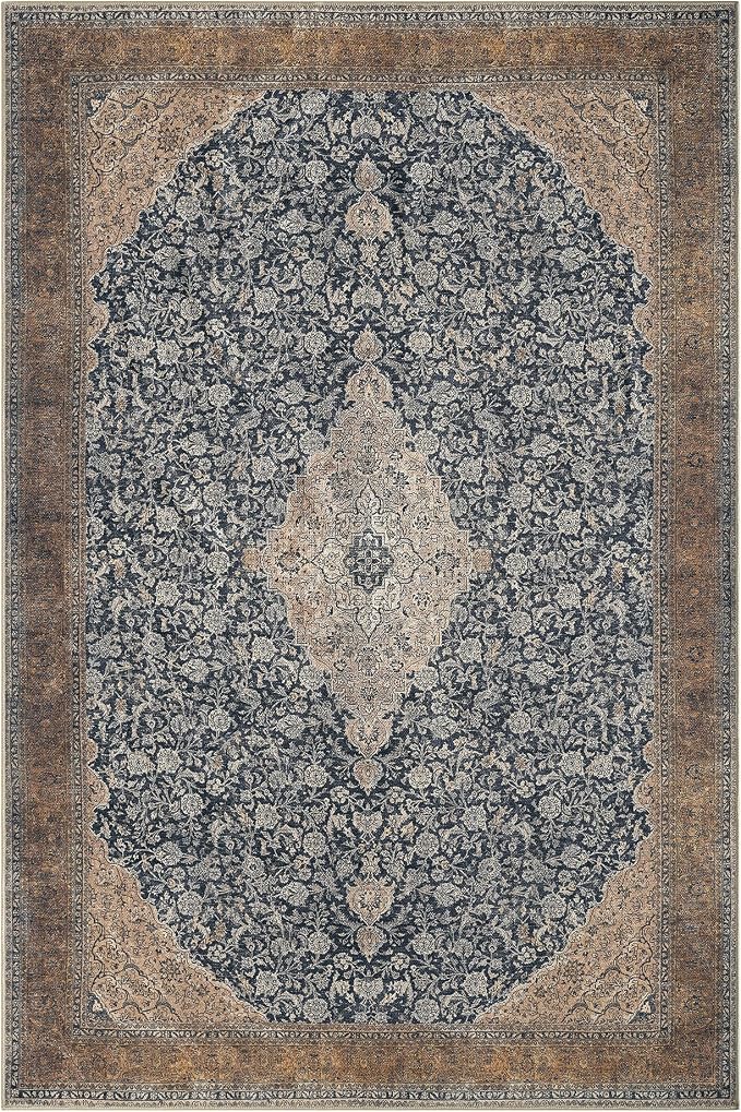 Keen Home Design 10x14 Rug - Machine Washable Area Rug with Non-Slip Backing, Ideal for Living Room, Dining Room, Bedroom - Vintage, Easy Clean, Durable, Low Pile Rug - (9'7" x 14')