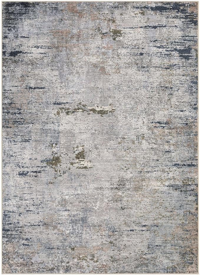DMOYEST Area Rug Living Room Rugs - 9x12 Washable Large Soft Indoor Neutral Modern Abstract Low Pile Rug Carpet for Bedroom Dining Room Farmhouse Home Office - Blue/Grey/Brown