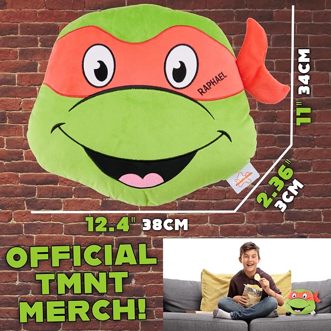 Teenage Mutant Ninja Turtles Plush Cushion Pillow, Soft Plush Throw Pillow Cute Fluffy Cushion Bedroom Decor, Gifts for Teens, Women (Green TMNT, L15 x W13.4)